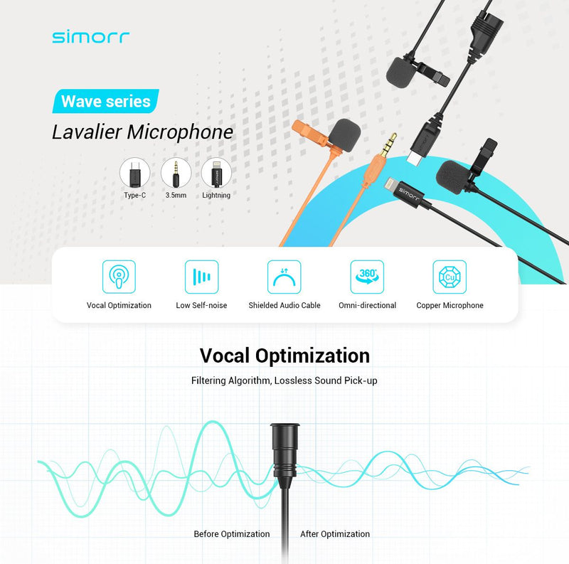 simorr Wave L1 3.5mm Lavalier Microphone 3389
