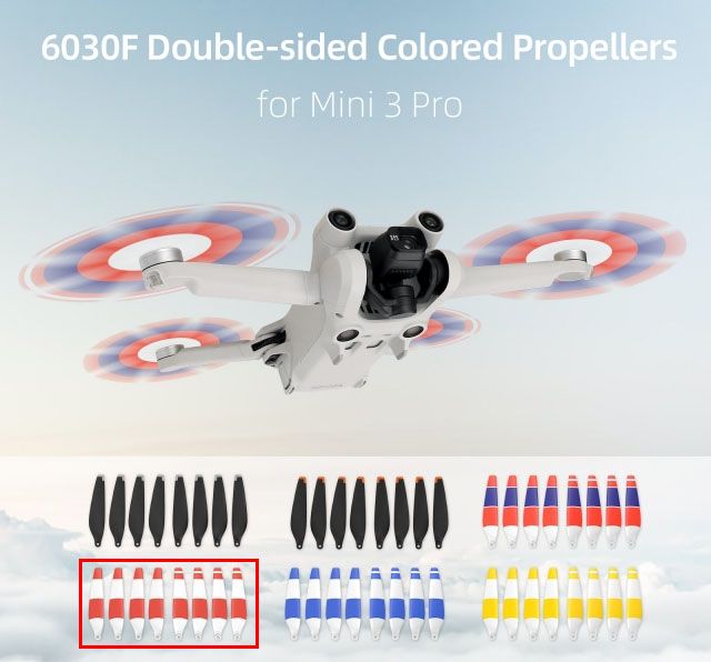 Sunnylife (8 pcs) Low Noise Propellers for DJI Mini 3 Pro (Red / White)