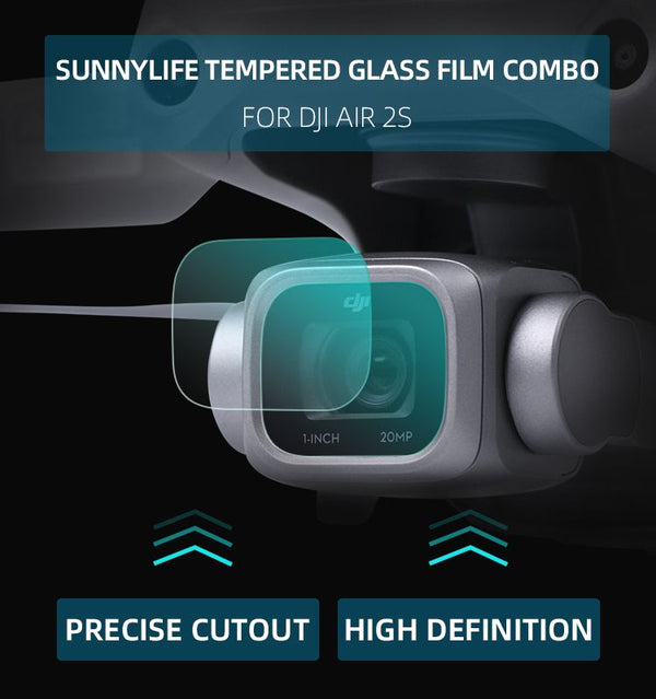 Sunnylife 2 Sets HD Tempered Glass Film Lens Protector for DJI Air 2S