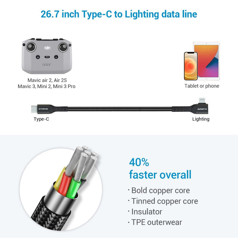 CYNOVA 30cm Data Cable (Type-C to Lightning)