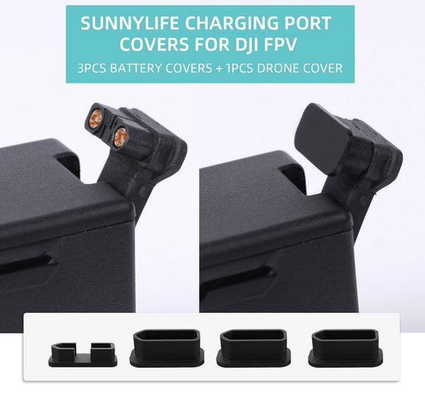 Sunnylife 4 pcs Battery Charging Port Protector Cover for DJI FPV Drone
