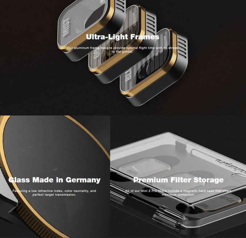 PolarPro 3-Pack FX Filters for DJI Mini 3 Pro (BlueMorphic/GoldMorphic/Mist 1/4)