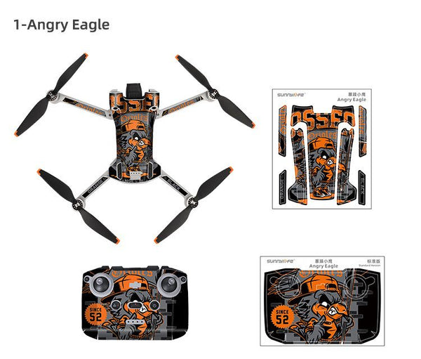 Sunnylife Skin Sticker for DJI Mini 3 Pro (RC-N1 RC Version)(Angry Eagle)