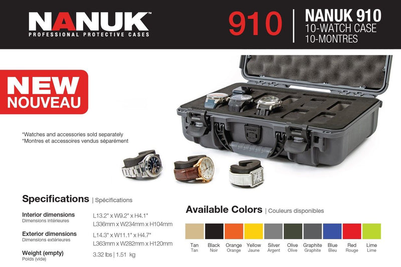 Nanuk 910 Case with Foam Insert for 10 Watches (Black)