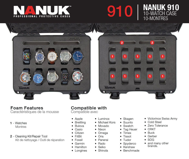 Nanuk 910 Case with Foam Insert for 10 Watches (Olive)