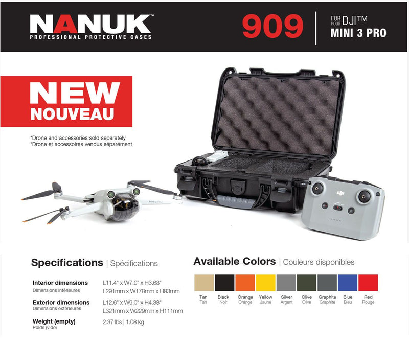 Nanuk 909 Case for DJI Mini 3 Pro (Silver)