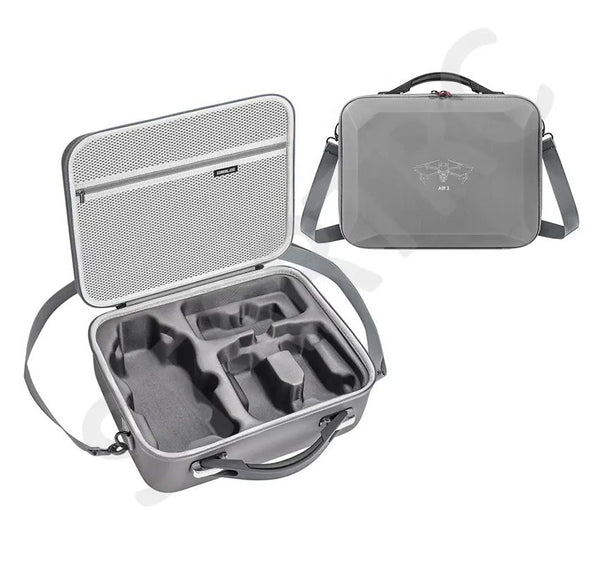 STARTRC carrying case for DJI Air 3 (DJI RC-N2/DJI RC 2), displaying internal layout with slots for drone, controllers, and essential accessories.