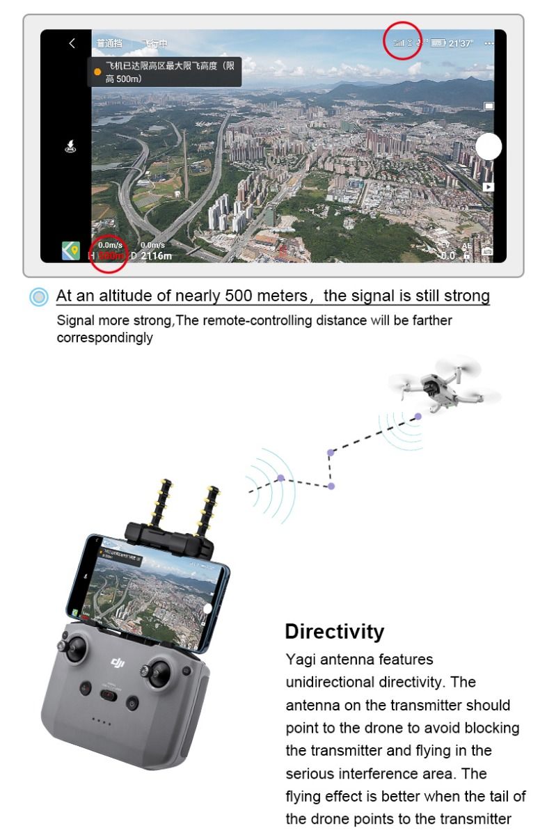 STARTRC 5.8Ghz Yagi-Uda Antenna Signal Booster for DJI RC-N1 Remote Controller