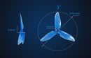 DALPROP Cyclone 3-in T3056C Pro Racing Drone Propellers Triblade (6 Pairs)(Crystal Blue)