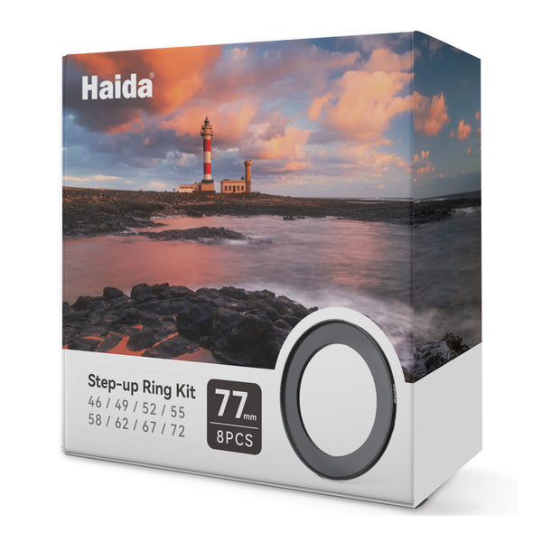 Haida 8pcs Step-up Ring 77mm Kit (46-77mm,49-77mm,52-77mm,55-77mm,58-77mm,62-77mm,67-77mm, 72-77mm)