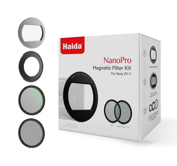 Haida NanoPro Magnetic Filter Kit (UV+CPL+Mist Black 1/4) with Magnetic DC-1 Adapter Ring for Sony ZV1 II (Silver)