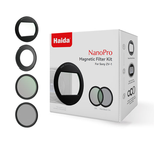 Haida NanoPro Magnetic Filter Kit (UV+CPL+Mist Black 1/4) with Magnetic DC-1 Adapter Ring for Sony ZV1 II (Black)