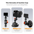 K&F Concept 4.5' Suction Cup Camera Mount with Phone & GoPro Adapter