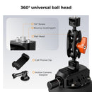 K&F Concept 4.5' Suction Cup Camera Mount with Phone & GoPro Adapter