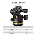K&F Concept 70" Aluminum Alloy Travel Tripod with BH-36 Ball Head