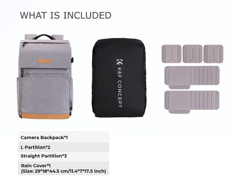 K&F Concept 22L Camera Backpack (Light Grey)