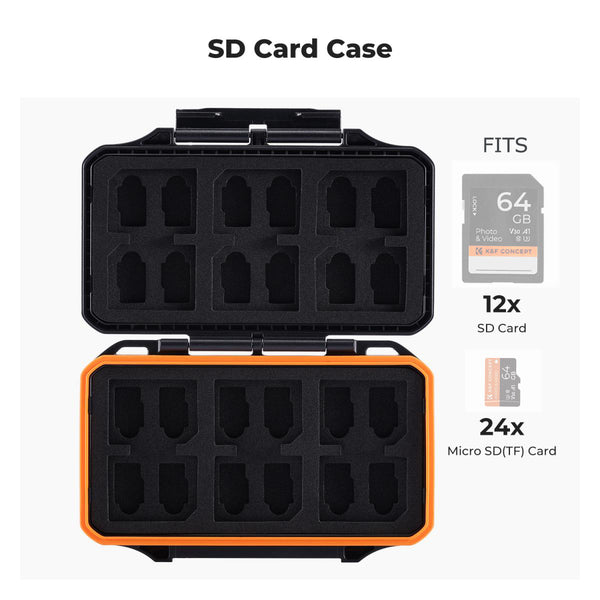 K&F Concept Storage Box for 24 Micro SD SDXC SDHC TF and 12 SD SDXC SDHC Memory Cards