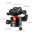 K&F Concept 36mm 360 Degree Rotating Metal Tripod Ball Head