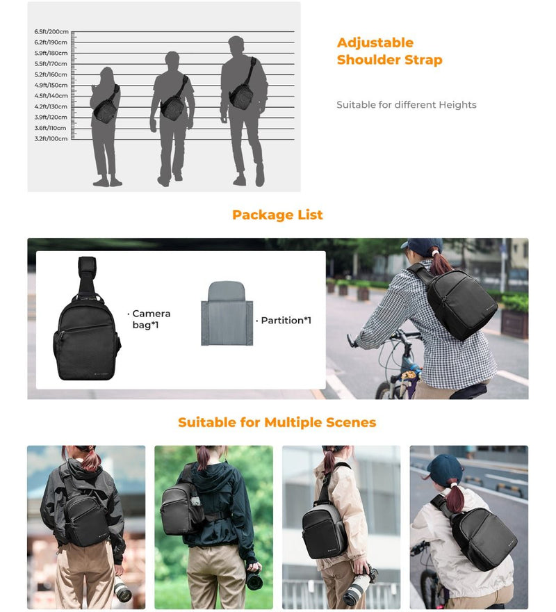 K&F Concept Urban Wander 08 Camera Sling Bag 5L (Black)