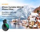 K&F Concept 67mm Clip-on VND2-32 (1-5 Stops) Phone Filter