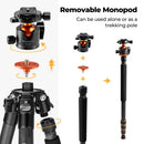 K&F Concept 70" Carbon Fiber Travel Tripod with BH-36L Ball Head