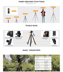 K&F Concept 77" Aluminium Tripod with 3-Way Head and Phone Holder