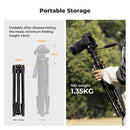 K&F Concept 77" Aluminium Tripod with 3-Way Head and Phone Holder