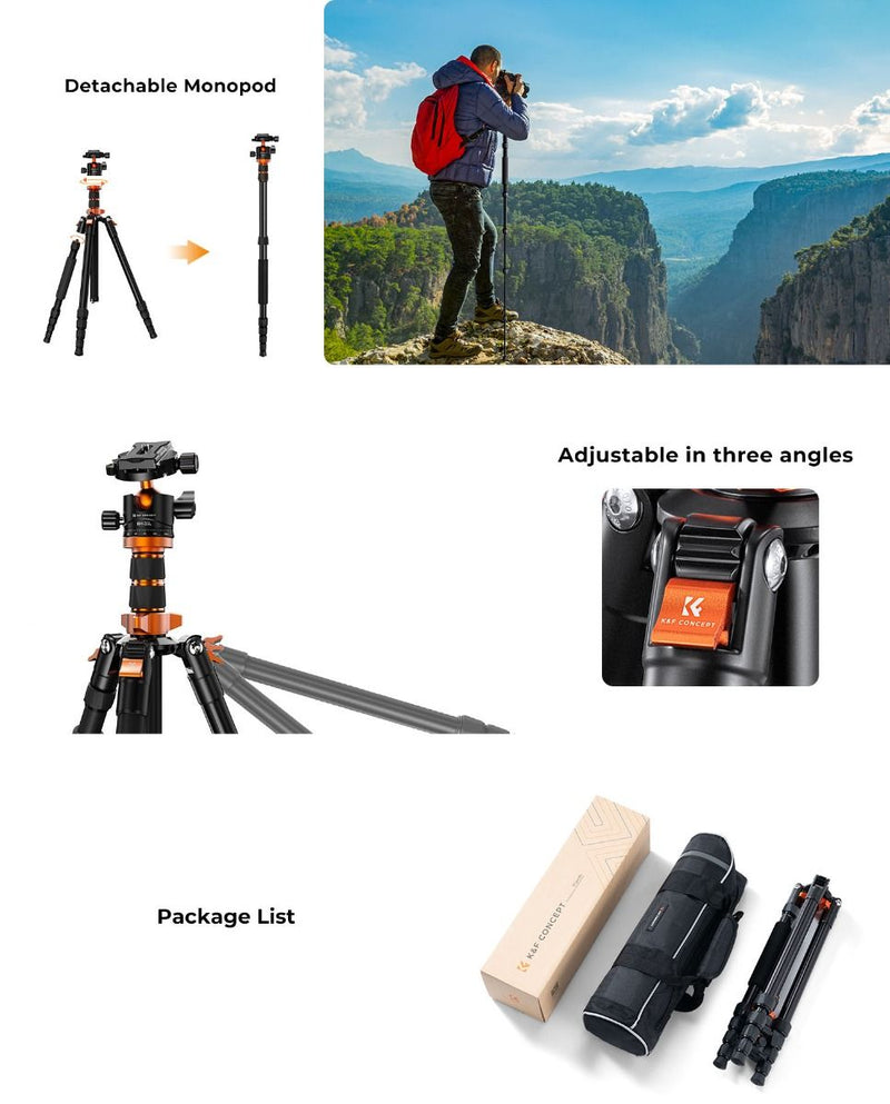 K&F Concept 78" Aluminum Alloy Camera Tripod