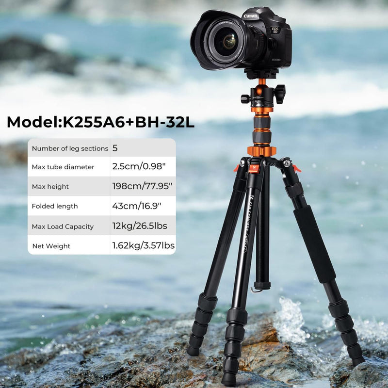 K&F Concept 78" Aluminum Alloy Camera Tripod