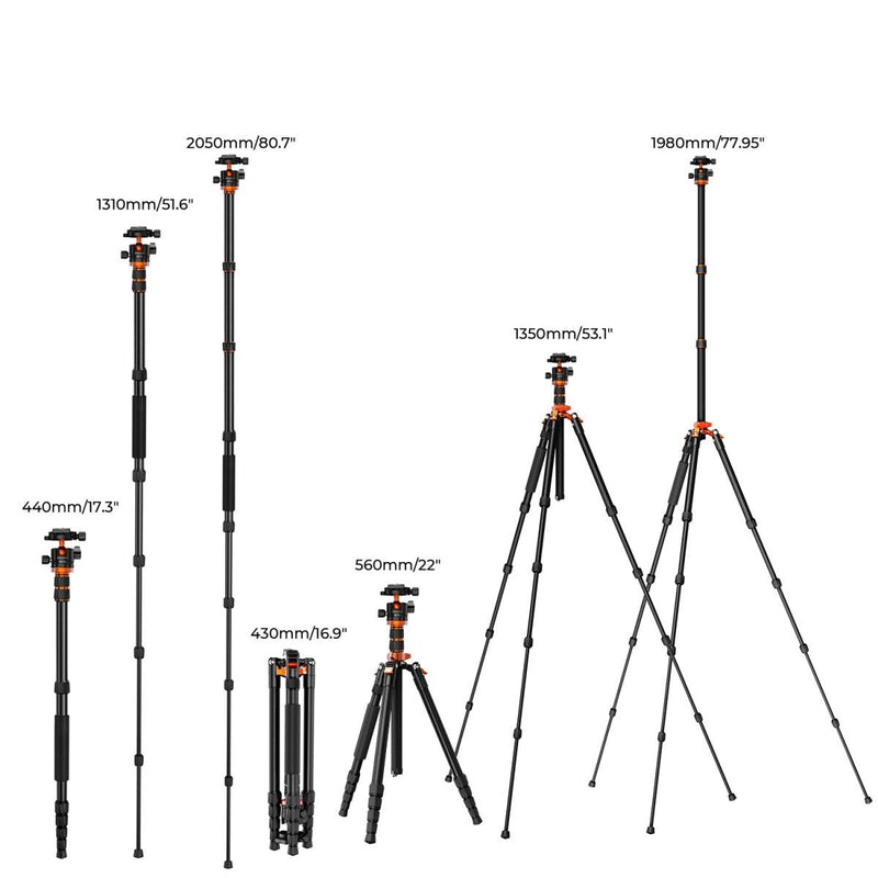 K&F Concept 78" Aluminum Alloy Camera Tripod