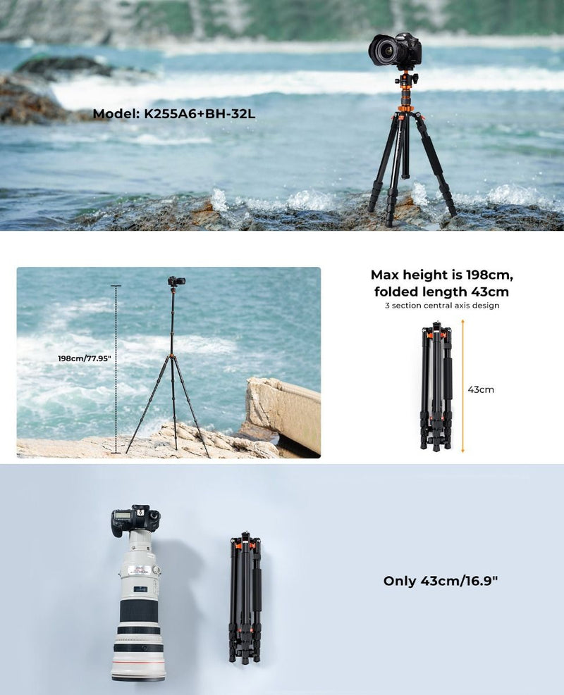 K&F Concept 78" Aluminum Alloy Camera Tripod