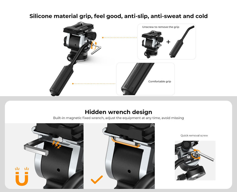 K&F Concept  FH-02 Tripod Ball Head with Handle