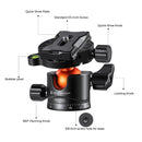 K&F Concept 32mm 360 Degree Rotating Metal Tripod Ball Head