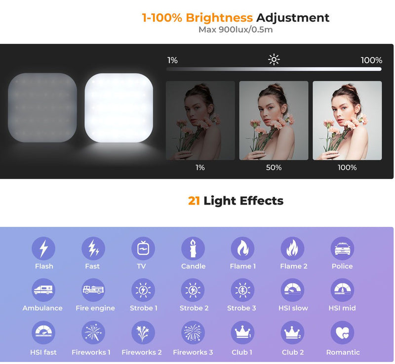 K&F Concept RGB Full Color Portable Photography Light (Black)