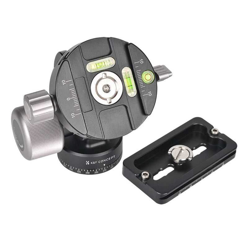 K&F Concept  VH-60L Double Panoramic Design Aluminum Alloy Tripod Ball Head