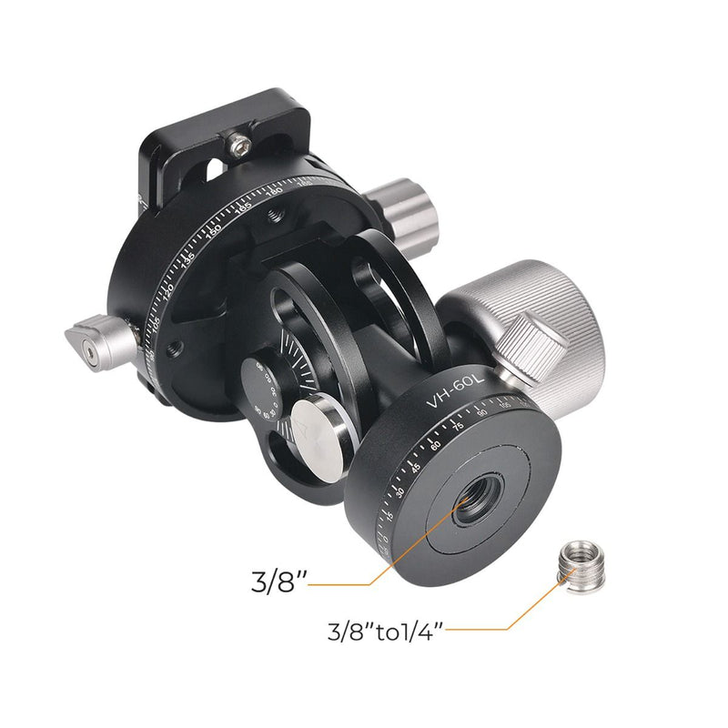 K&F Concept  VH-60L Double Panoramic Design Aluminum Alloy Tripod Ball Head