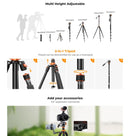 K&F Concept 83" Aluminum Video Tripod with Fluid Head