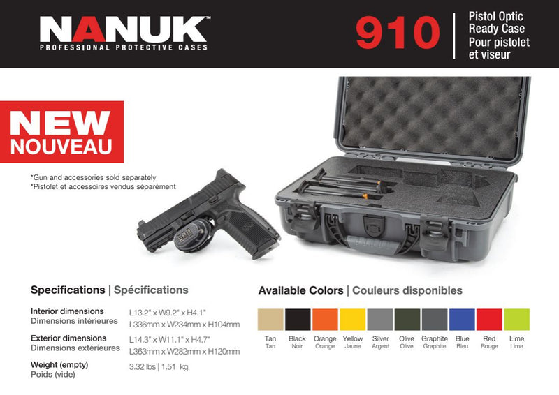Nanuk 910 Case for Pistol Optic Ready (Black)