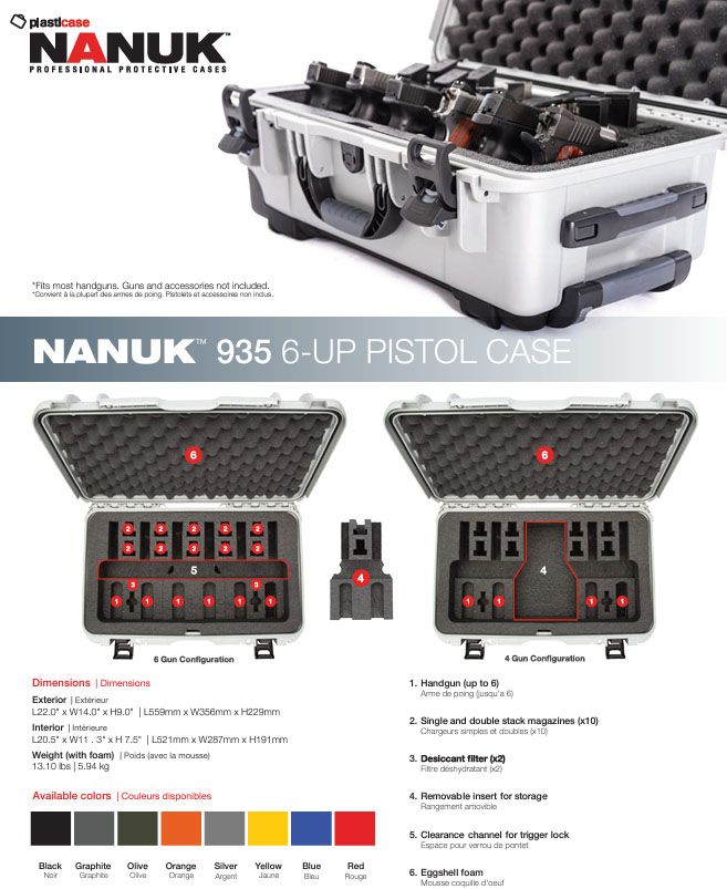Nanuk 935 6 Up Pistol Case (Black)