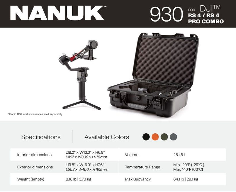 Nanuk 930 Case for DJI RS 4 / RS 4 Pro Combo (Orange)