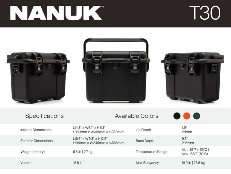 Nanuk T30 Top Loader Case with Padded Divider & Lid Organizer (Black)