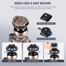 Neewer 63" Carbon Fiber Travel Tripod with 360° Panorama Ball Head