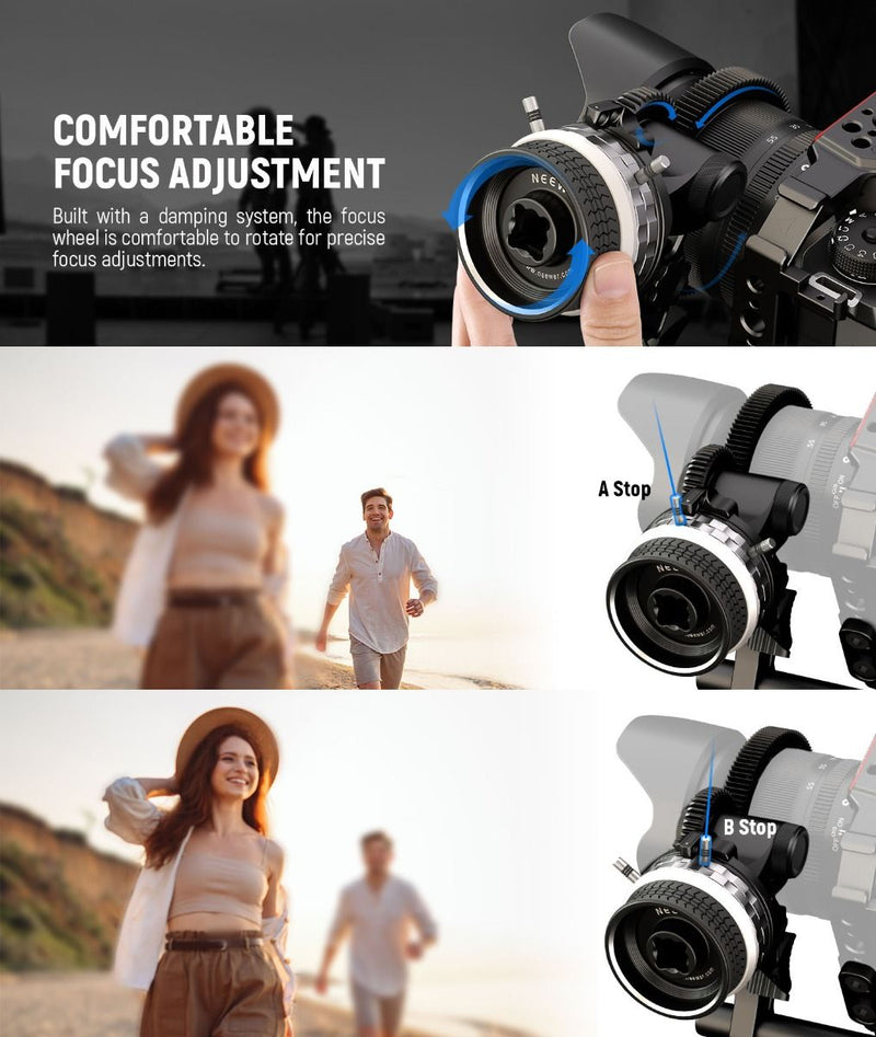 Neewer Mini Follow Focus with A/B Stops & 15mm Rod Clamp