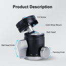 PhotoGear Mini 360° Panoramic Ball Head with 1/4" Screw & Cold-Shoe Mount