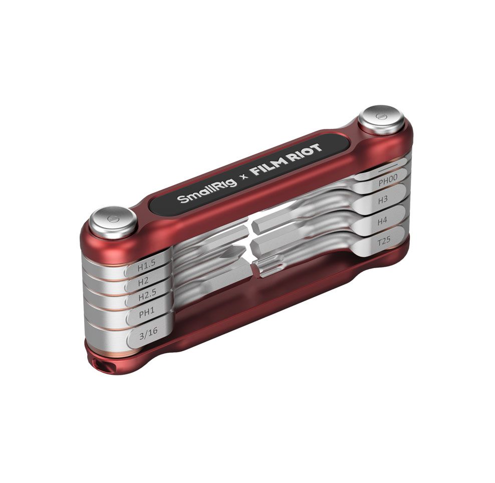 SMALLRIG x FILM RIOT 7-in-1 Inklapbare Gereedschapsset met Schroevendraaiers en Inbussleutels, Meerdere Hoek Positionering, Draagbaar en Compact Ontwerp (Rood) - 4811
