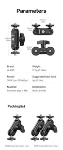 Ulanzi R102 Double Ball Head & 1/4" Screw