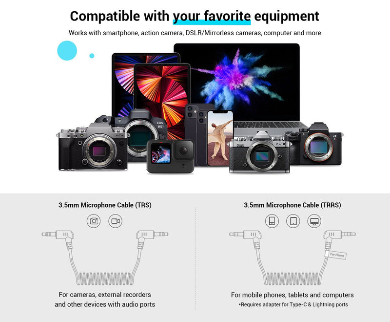 simorr Wave S1 Lite Compact On-Camera Microphone 3452