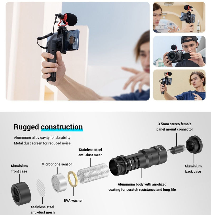 simorr Wave S1 Lite Compact On-Camera Microphone 3452