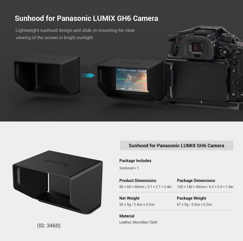 SmallRig Sunhood for Panasonic LUMIX GH6 Camera 3460