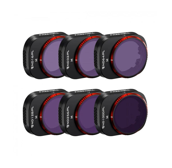 A collection of six ND/PL filters from Freewell, designed for the DJI Mini 4 Pro, ensuring glare-free, color-enhanced, and perfectly exposed shots in bright light conditions.